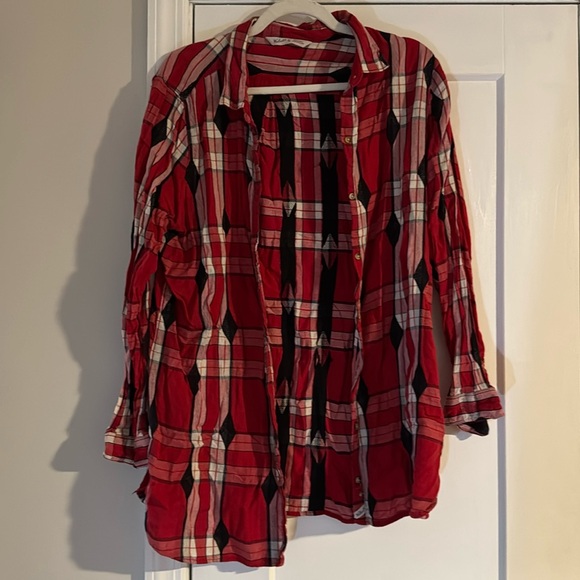Woolrich XL Women’s Red/Black/White Flannel - Picture 1 of 3